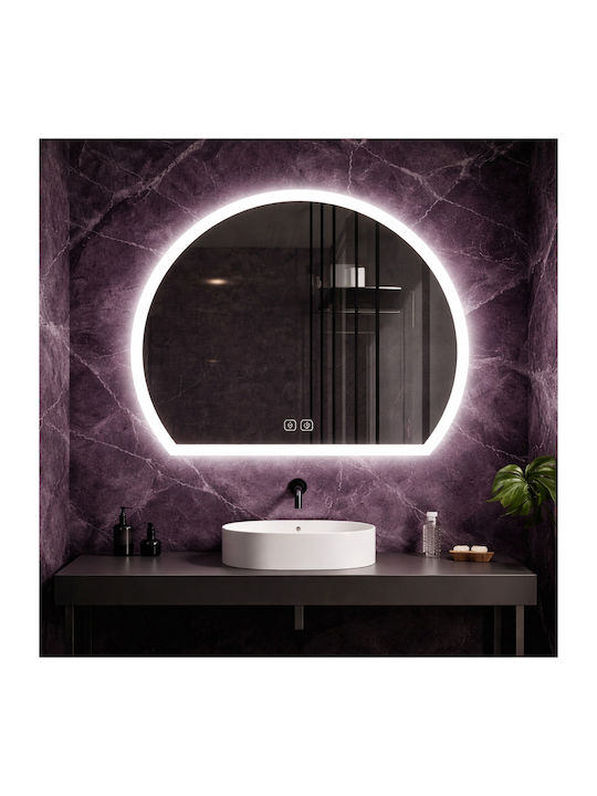 Futura Ημικυκλικός Καθρέπτης Μπάνιου Led Αφής 80x65cm Λευκός