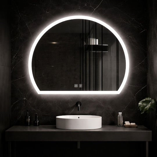 Futura Oglindă de Baie Semicirculară cu Lumini LED cu Atingere 80x65cm Alb