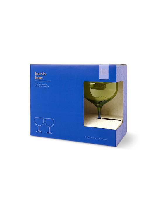 Here's How Set of Green Glass Water Goblet Glasses 660ml 2 Pieces