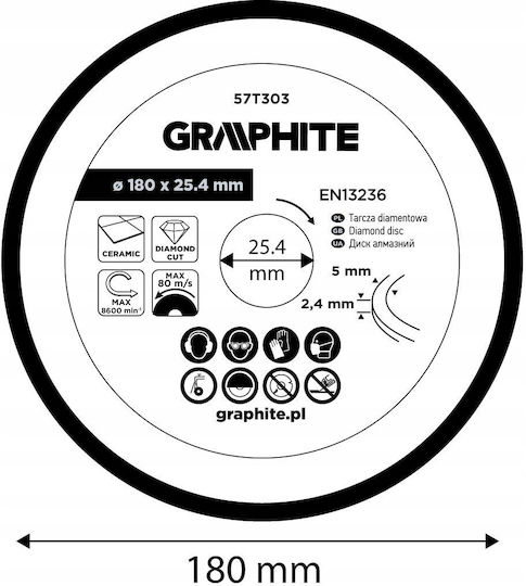 Disc De Tăiere Diamantat Complet 180 X 25.4 Mm Umed