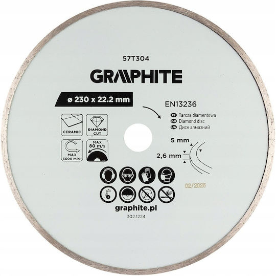 Disc De Tăiere Diamantat Graphite Integral 230 X 22.2 Mm Pentru Utilizare Umedă