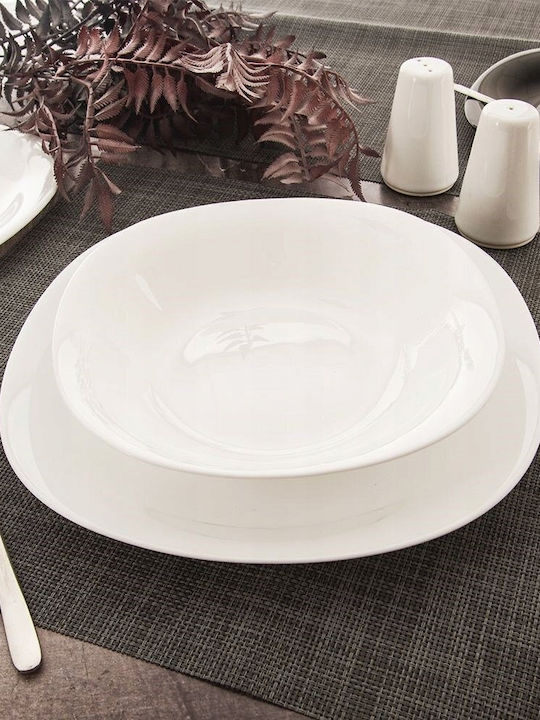 Lumarko Luna Deep Glass Serving Plate White with Diameter 21cm