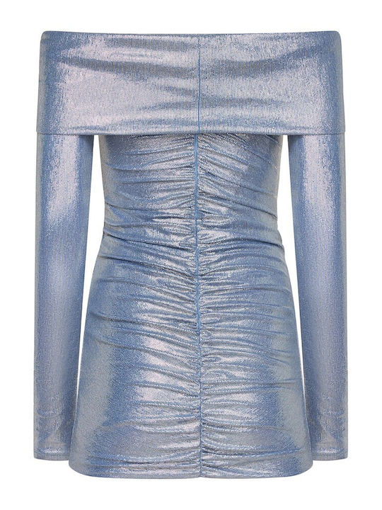 Mini Βραδινό Φόρεμα Blue Silver