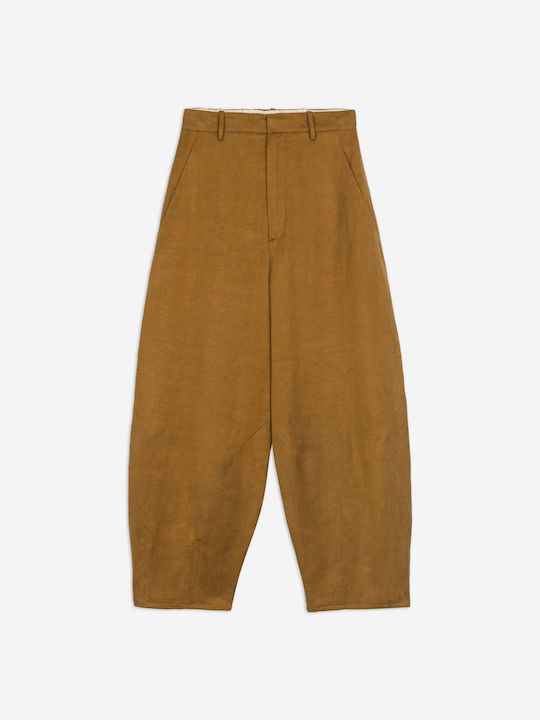 Damen Stoffhose mit Gummiband in Lose Passform Khaki