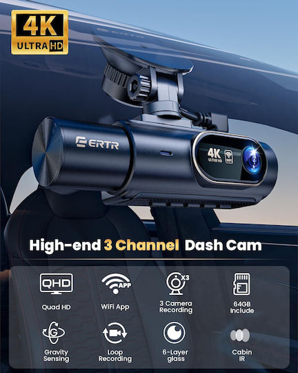 Set Cameră DVR Auto 4K cu Ecran Wi-Fi și Cameră de Marșarier