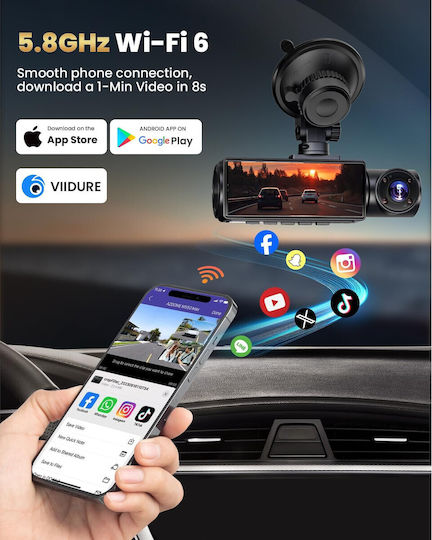 Set Cameră DVR Auto 4K cu Ecran Wi-Fi și Cameră de Marșarier