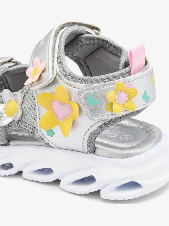 Kids Sneakers with Hoop & Loop Closure Silver