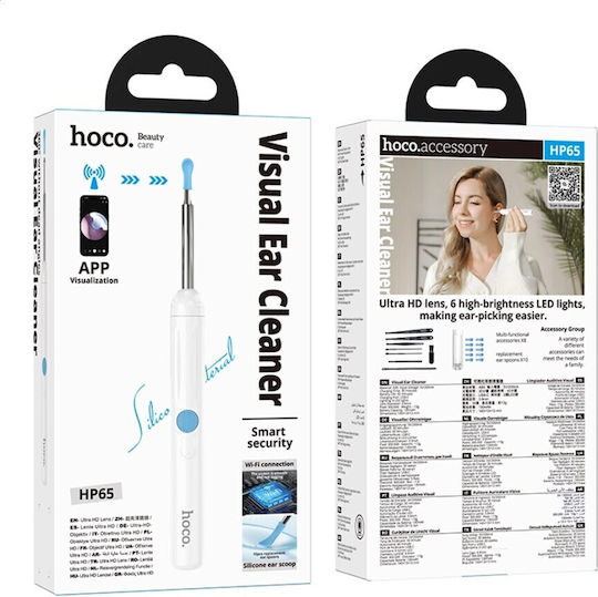Hoco Hp65 Smart Ear Cleaning Device Hd Camera & Wifi – Otoscope Ear Cleaner Led & Earvision App White
