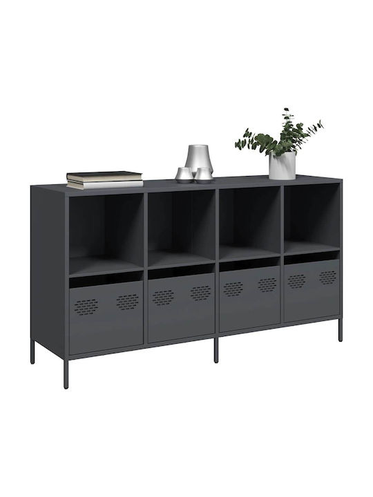 Sideboard made of Metal with Drawers Charcoal 135x39x73.5cm