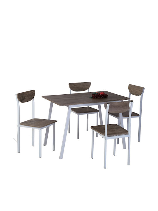 Dining Room Linderia 5pcs White / Brown 110x70cm