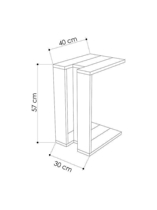 Rechteckiger Beistelltisch Holz Braun M57xL40xH30cm