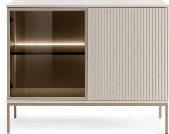 Μπουφές Sento από Ξύλο & Γυαλί Λευκό Της Άμμου 104x39x83cm