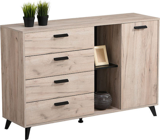 Μπουφές Umbria Ξύλινος με Συρτάρια Grey Oak / Μαύρο 137.5x40x90.5cm Μπουφές Umbria Ξύλινος με Συρτάρια Grey Oak / Μαύρο 137.5x40x90.5cm