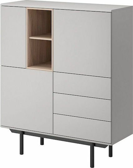 Μπουφές Inox Ξύλινος με Συρτάρια Γκρι / Jackson Hickory 100x40x121cm Μπουφές Inox Ξύλινος με Συρτάρια Γκρι / Jackson Hickory 100x40x121cm