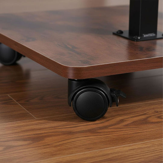 Rectangular Wooden Side Table with Wheels Brown W40xL30xH84cm