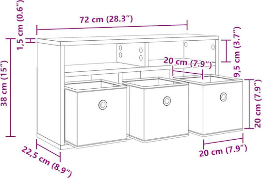 Bücherregal Weiß 72x22.5x38cm