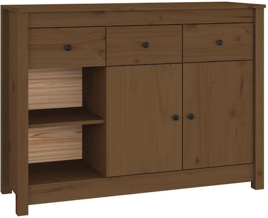 Bufet din Lemn Masiv cu Sertare Miere maro 100x35x74cm