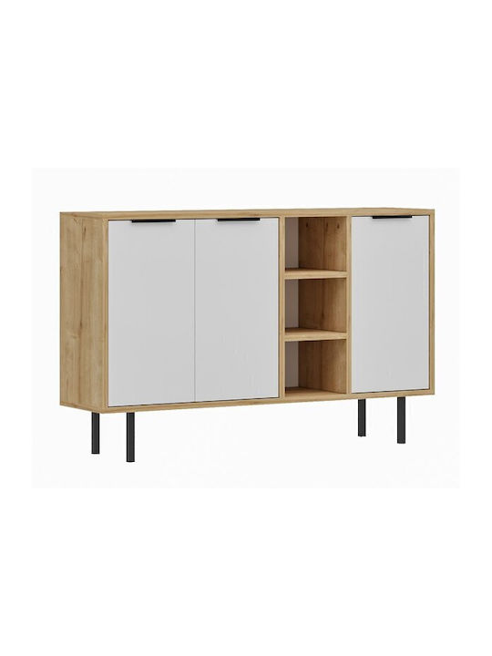Sideboard Kailua 2563 Wooden Oak, White 120x30x75cm