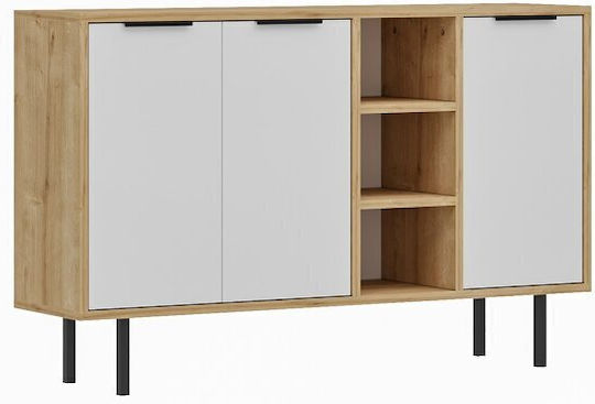 Sideboard Kailua 2563 Wooden Oak, White 120x30x75cm