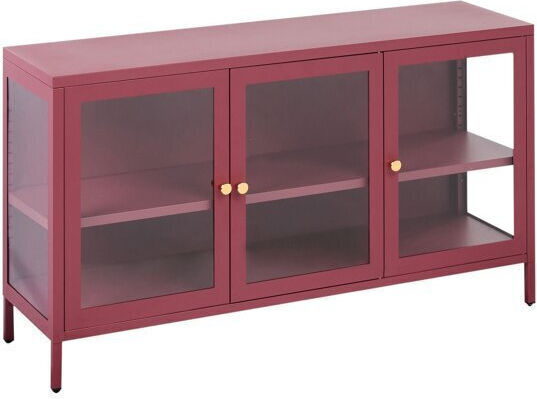 Sideboard Berwyn 2450 made of Metal & Glass Red 115x35x64cm