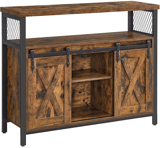 Μπουφές από Ξύλο & Μέταλλο Σκούρο Καφέ 100x33x80cm Μπουφές από Ξύλο & Μέταλλο Σκούρο Καφέ 100x33x80cm