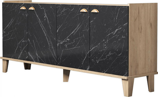 Μπουφές Ξύλινος Natural Wood / Μαύρο Μάρμαρο 180x41x77.8cm Μπουφές Ξύλινος Natural Wood / Μαύρο Μάρμαρο 180x41x77.8cm