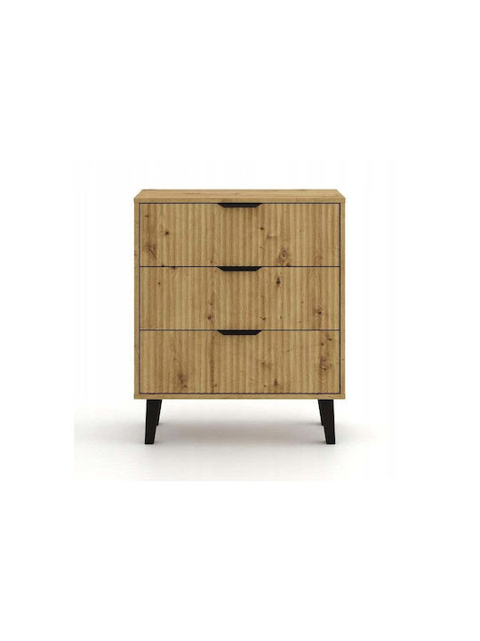 Kommode Schlafzimmer aus Holz & Metall Scandi mit 3 Schubladen Artisan 70x39x81,5cm