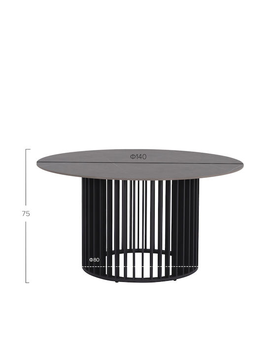 Symetron Rundtisch mit Steinoberfläche Anthrazit 140x140cm