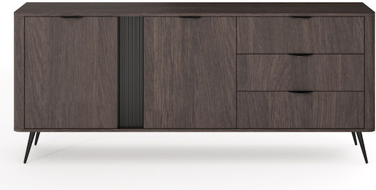 Veris Sideboard aus Holz & Metall mit Schubladen Dunkle Eiche 195x81x38cm