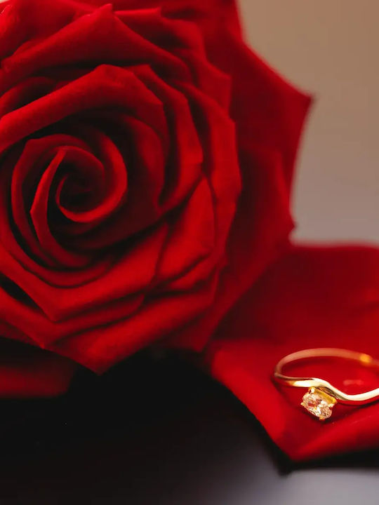 Single Stone Ring 9K Gold with Zircon