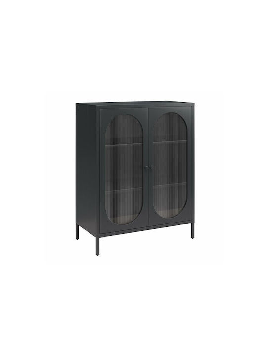 Μπουφές Tulsa 653 Black Velvet-Black Metal 80x40x101cm