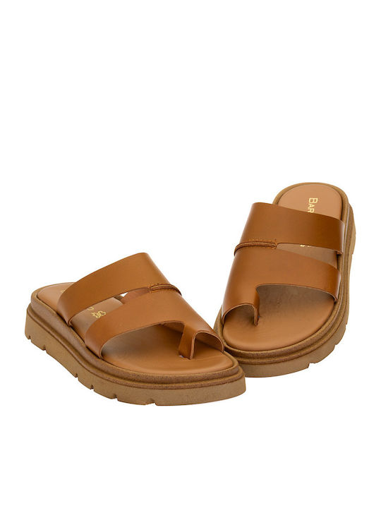 Δερμάτινα Γυναικεία Ανατομικά Σανδάλια Flatforms Καφέ