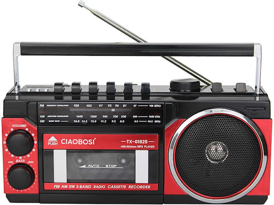 Avizar TX-01825 Tragbares Radio Elektrisch mit Bluetooth Rote Farbe