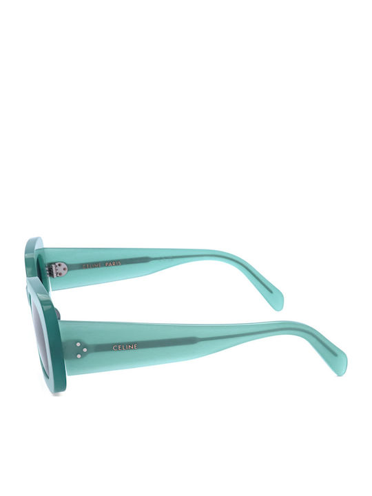 Celine Women's Sunglasses with Green Horn-Rimmed Frame and Gray Lenses CL40287U-93A