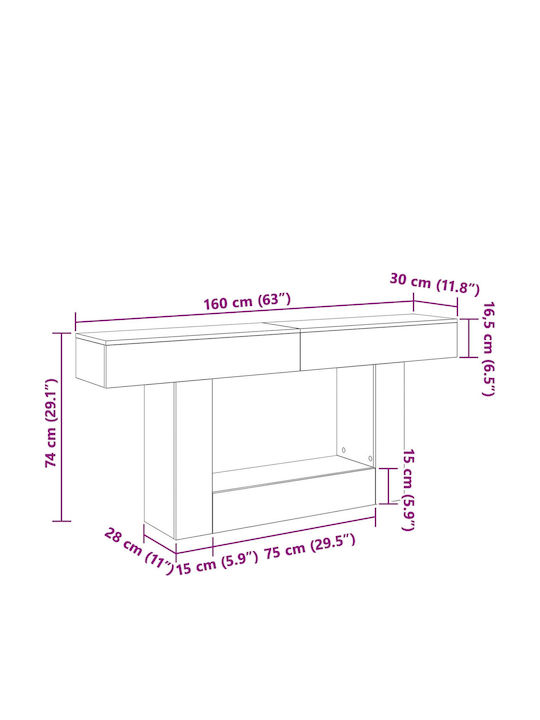 Scandinav Gri 160 x 30 x 74 cm 899956 Gri