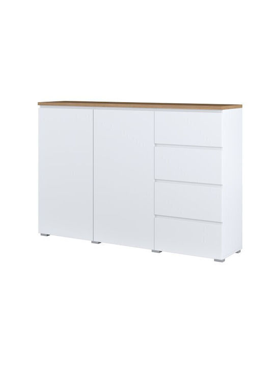 Sideboard Baletu 104 Wooden with Drawers Oak, White 35x35x150cm