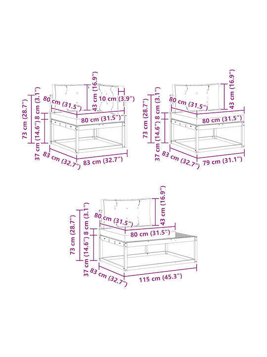 Zweisitziges Outdoor-Sofa Hölzernes mit Kissen