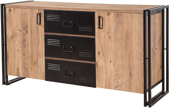 Μπουφές Cosmo Ξύλινος Pine-black 160x45x80cm