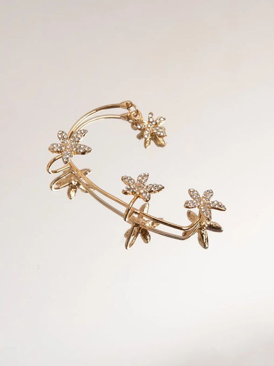 Σκουλαρίκι Ear Cuff Στρας Δεξί Χρυσό Μέγεθος One Size Χρυσό
