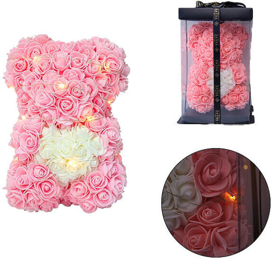 Ursuleț De Pluș Floral 25 Cm Lumini LED Strălucitoare Trandafiri Din Spumă Inimă Albă Cutie Cadou Roz Pudrat Ursuleț De Pluș Floral 25 Cm Lumini LED Strălucitoare Trandafiri Din Spumă Inimă Albă Cutie Cadou Roz Pudrat