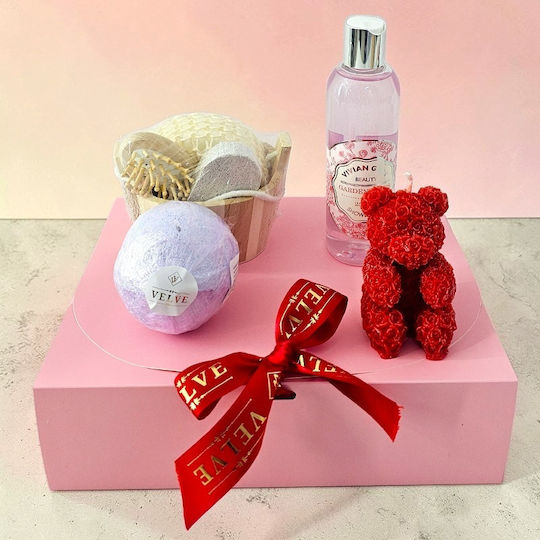 Set Spa Premium Femei 250 Ml Gel De Duș Lumânare În Formă De Ursuleț Accesorii Pentru Baie