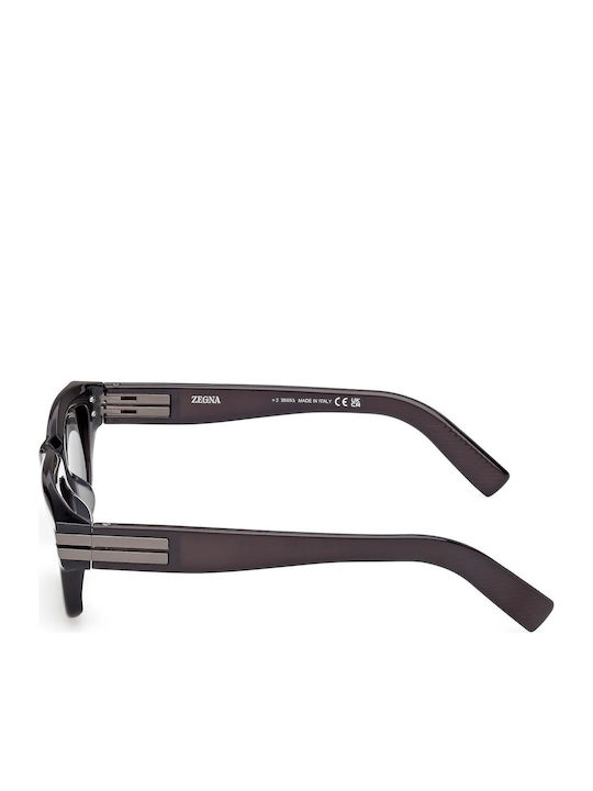 Zegna Men's Sunglasses with Gray Horn-Rimmed Frame and Gray Polarized Lenses EZ0282 20D