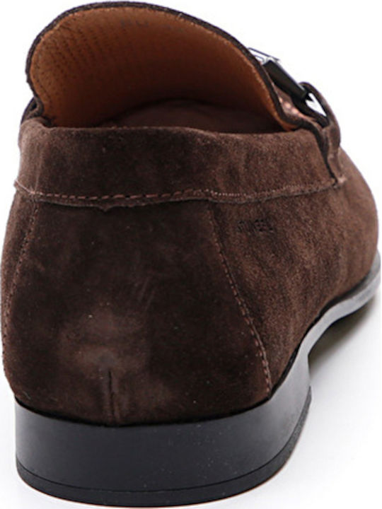 Suede Men's Moccasins In Brown Color