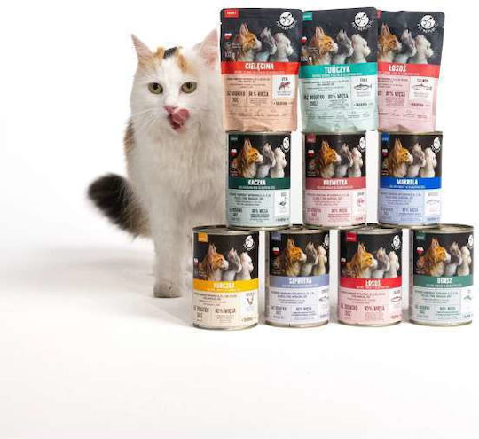Pet Republic Nasses Katzenfutter für Erwachsene Katzen in Dose mit Fleisch ohne Getreide 24x100gr