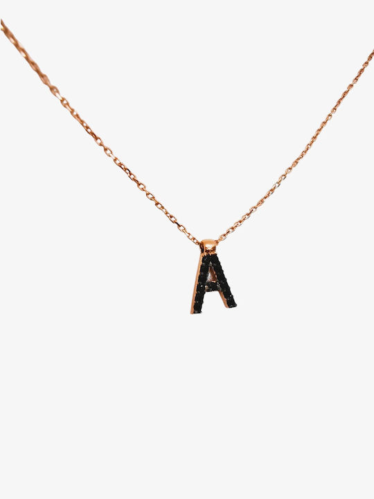 Kosmima1 Halskette Monogramm "A" aus Rosa Vergoldetem Silber
