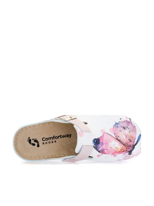 Comfort Way Shoes Γυναικεία Ανατομικά Σαμπό Λευκά