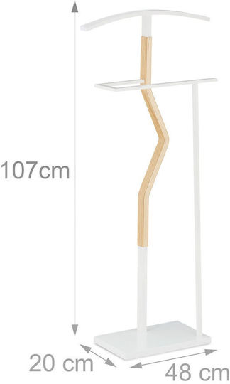 Relaxdays Cuier din Bambus Metal Alb 107 X 48 X 20 Cm