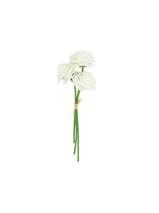 Buchet Beauty Home de 3 trandafiri din spumă albi Ø7×26,5cm
