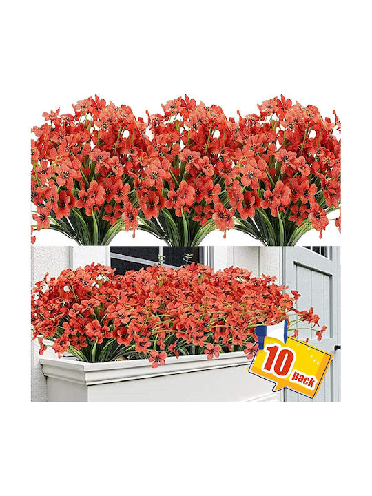 Artificial Flowers Decoration 10 Bunches Red Silk