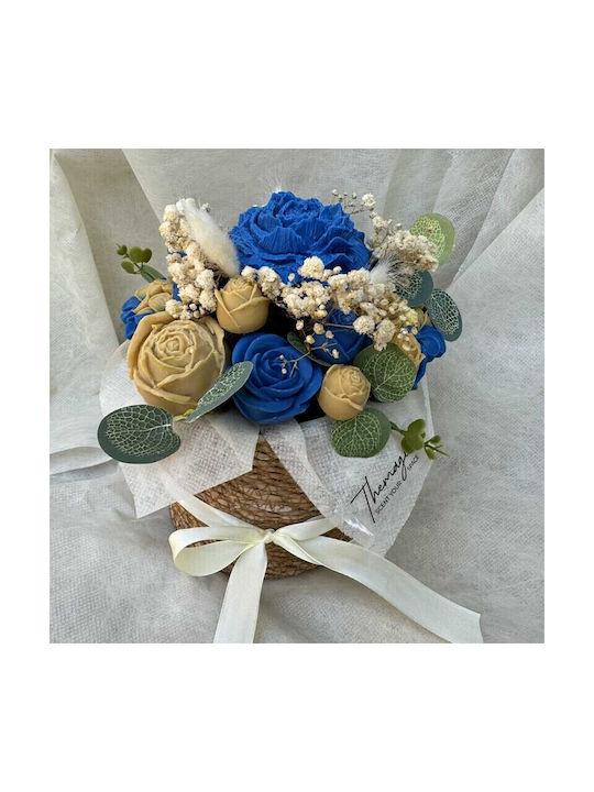 Buchet Din Flori Și Plante Artificiale Decorative Albastre În Cutie Themagio